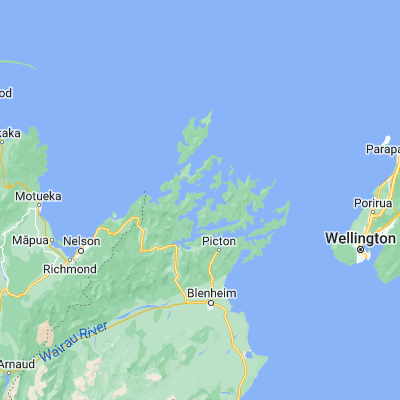 Map showing location of Pelorus Sound (-41.088260, 173.900180)