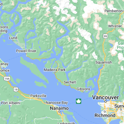 Map showing location of Pender Harbour (49.735210, -123.883600)