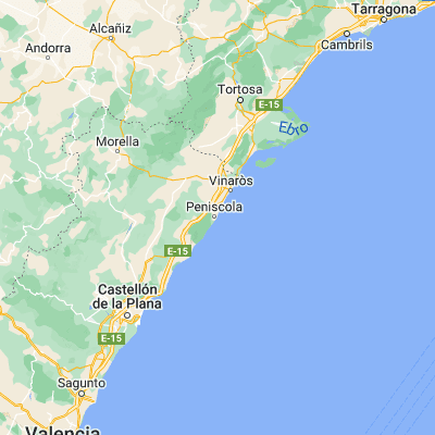 Map showing location of Peníscola (40.357400, 0.406920)