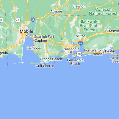 Map showing location of Perdido Key (30.300200, -87.427480)