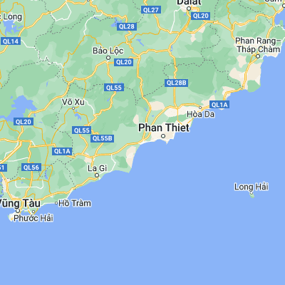 Map showing location of Phan Thiết (10.933330, 108.100000)