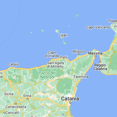 Map showing location of Piraino (38.160660, 14.862580)