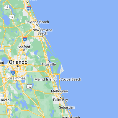 Map showing location of Playalinda Beach (28.644720, -80.623940)