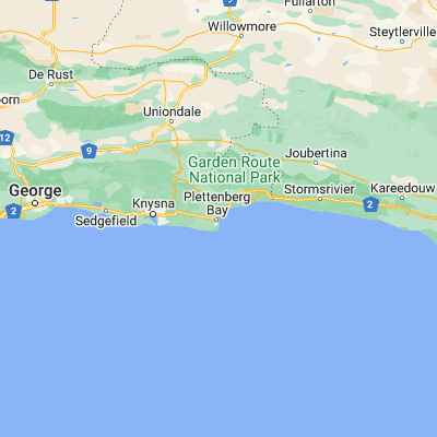 Map showing location of Plettenberg Bay (-34.052740, 23.371600)