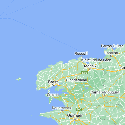Map showing location of Plounéour-Trez (48.650000, -4.316670)