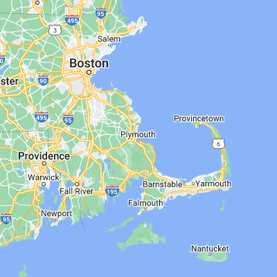 Map showing location of Plymouth Harbor (41.975100, -70.666150)