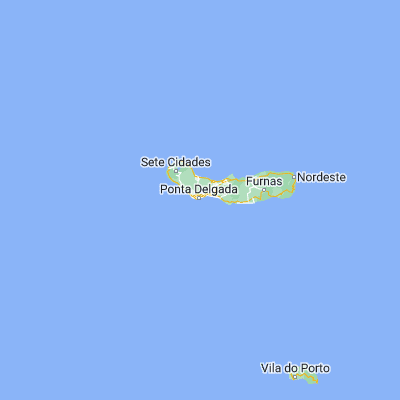 Map showing location of Ponta Delgada (37.733330, -25.666670)