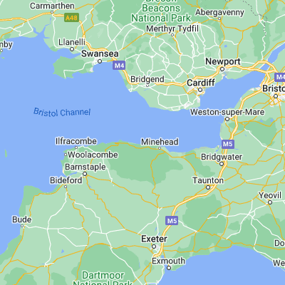 Map showing location of Porlock Bay (51.233330, -3.616670)