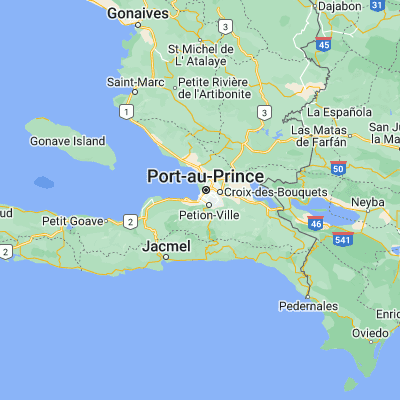 Map showing location of Port-au-Prince (18.539170, -72.335000)