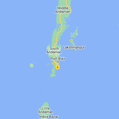 Map showing location of Port Blair (11.666670, 92.750000)