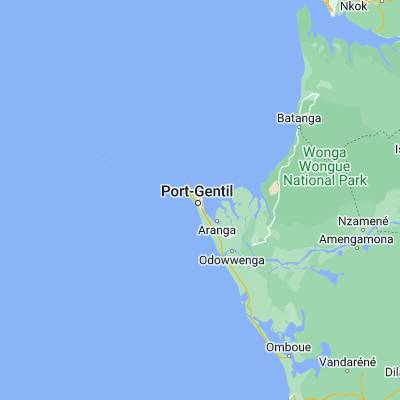 Map showing location of Port-Gentil (-0.719330, 8.781510)