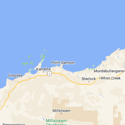 Map showing location of Port Walcott (-20.583330, 117.183330)