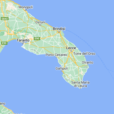 Map showing location of Porto Cesareo (40.262820, 17.898420)