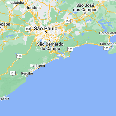 Map showing location of Praia Grande (-24.005830, -46.402780)