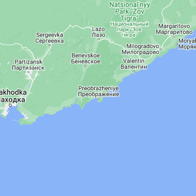 Map showing location of Preobrazheniye (42.901170, 133.904300)