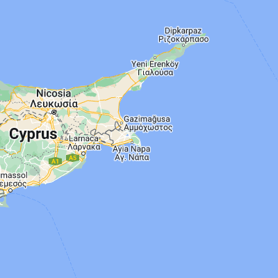 Map showing location of Protaras (35.012500, 34.058330)
