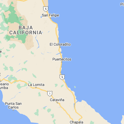 Map showing location of Puertecitos (30.350330, -114.638790)