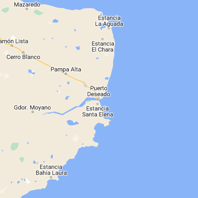 Map showing location of Puerto Deseado (-47.750340, -65.893820)