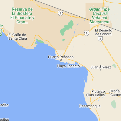 Map showing location of Puerto Peñasco (31.317160, -113.537990)