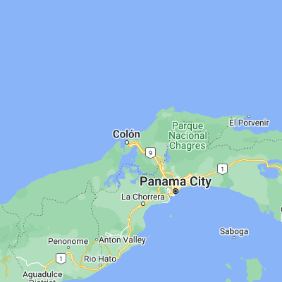 Map showing location of Puerto Pilón (9.364440, -79.793330)