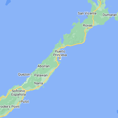 Map showing location of Puerto Princesa (9.739170, 118.735280)