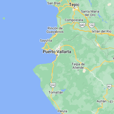Map showing location of Puerto Vallarta (20.620410, -105.230660)