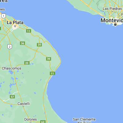 Map showing location of Punta Piedras (-35.442060, -57.127460)