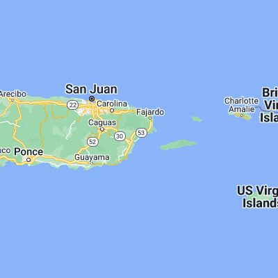 Map showing location of Punta Santiago (18.166350, -65.748220)