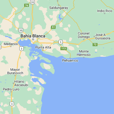 Map showing location of Punta Tejada (-38.990880, -61.804180)
