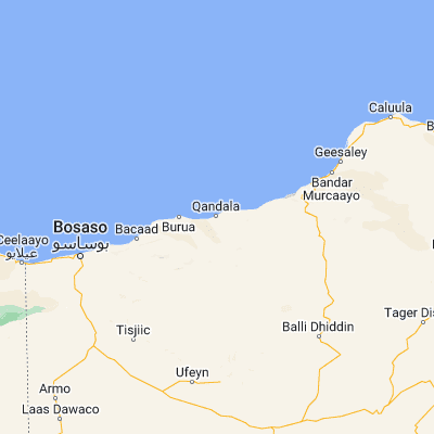 Map showing location of Qandala (11.471970, 49.872820)