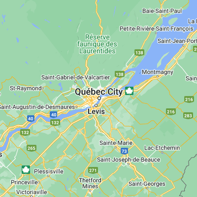 Map showing location of Québec (46.812280, -71.214540)