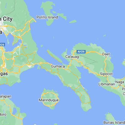 Map showing location of Quezon (14.005700, 122.183800)