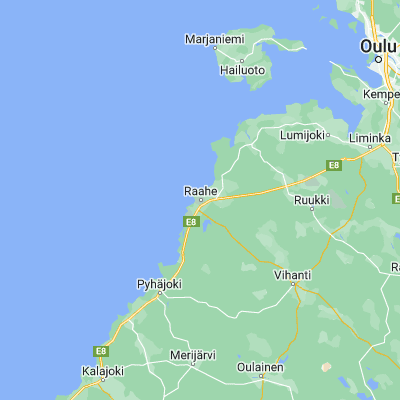Map showing location of Raahe (64.683330, 24.483330)