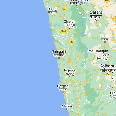 Map showing location of Ratnāgiri (16.983330, 73.300000)