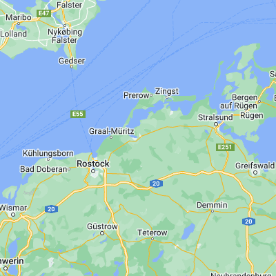 Map showing location of Ribnitz-Damgarten (54.242200, 12.456660)
