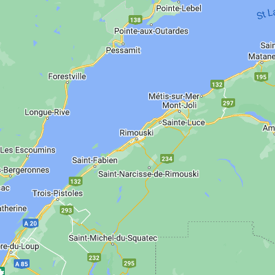 Map showing location of Rimouski (48.448790, -68.523960)
