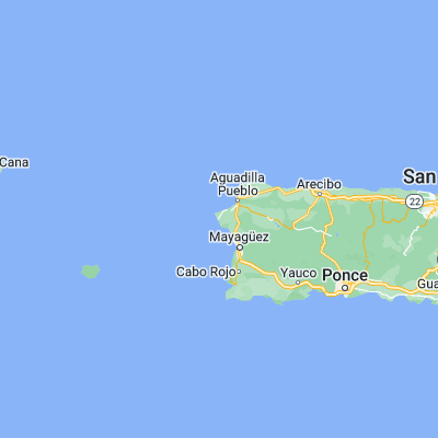 Map showing location of Rincón (18.340230, -67.249900)