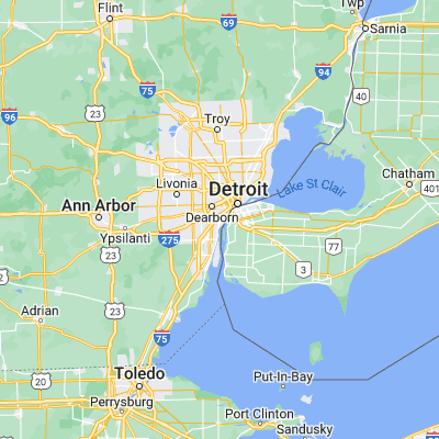 Map showing location of River Rouge (42.273370, -83.134370)