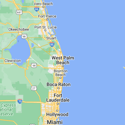 Map showing location of Riviera Beach (26.775340, -80.058100)