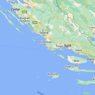 Map showing location of Rogoznica (43.524720, 15.970000)