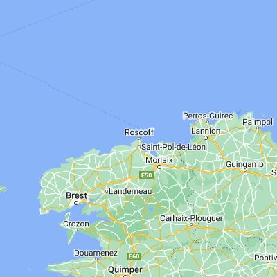 Map showing location of Roscoff (48.723810, -3.987090)