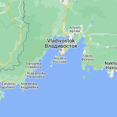 Map showing location of Russkiy (43.022400, 131.860100)