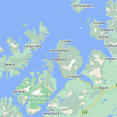 Map showing location of Rypefjord (70.633330, 23.666670)