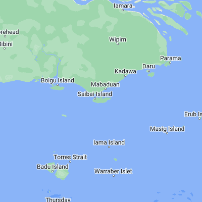 Map showing location of Saibai Island (-9.407400, 142.688610)