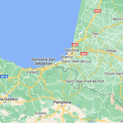 Map showing location of Saint-Jean-de-Luz (43.389080, -1.658100)