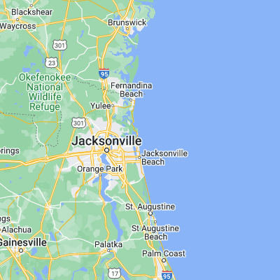 Map showing location of Saint Johns River (30.400530, -81.400450)