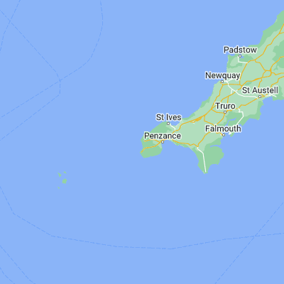 Map showing location of St Just (Cape Cornwall) (50.116670, -5.700000)