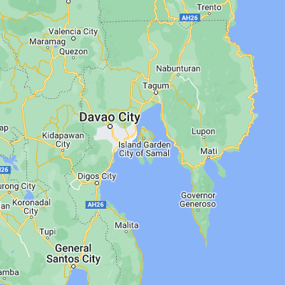 Map showing location of Samal (7.074440, 125.708330)