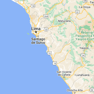 Map showing location of San Bartolo (-12.383330, -76.783330)