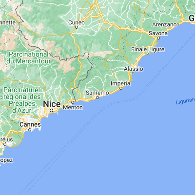 Map showing location of San Remo (43.817250, 7.777200)